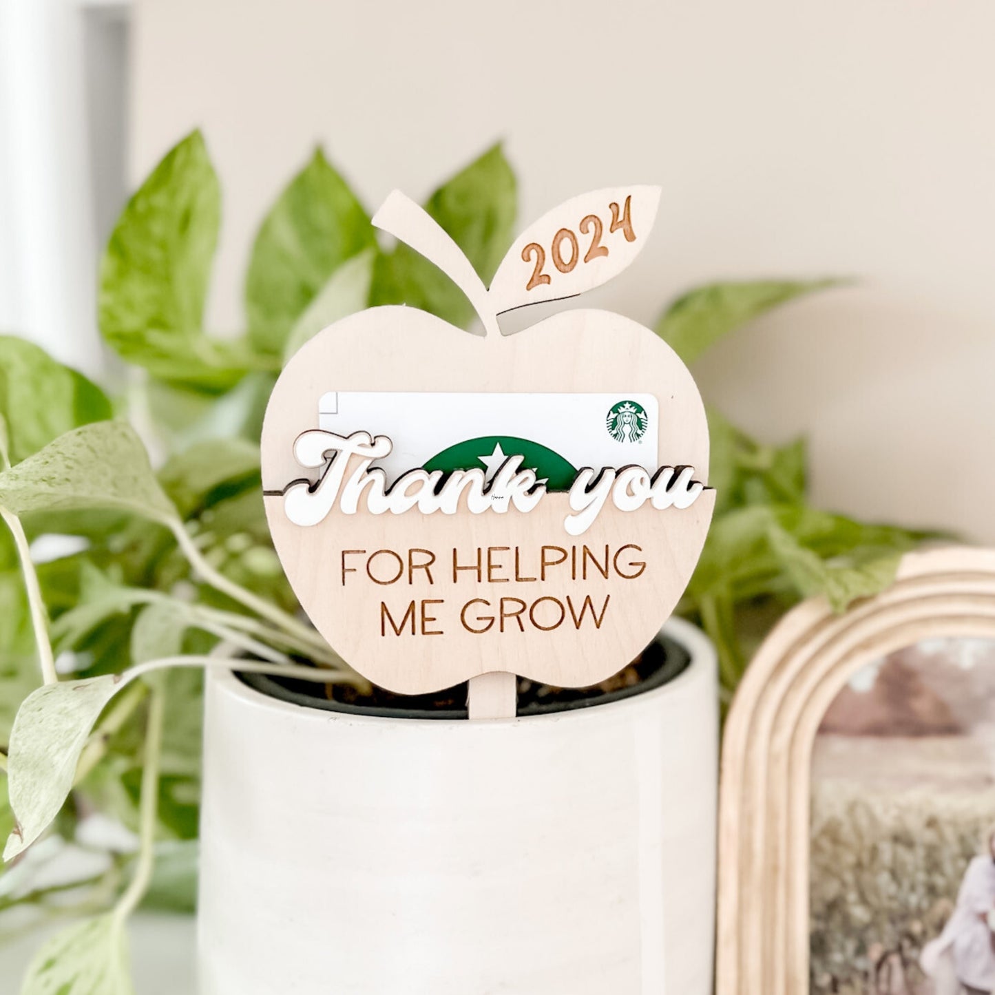Thank You for Helping Me Grow – Teacher Gift Card Holder Apple Pick