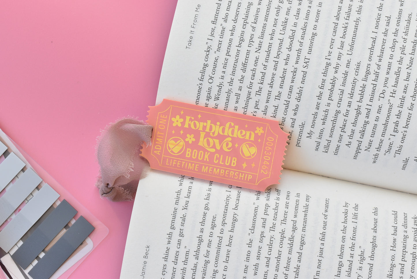 Romance Book Trope Bookmarks – Vintage Ticket Style with Ribbon | Bookish Gift for Readers