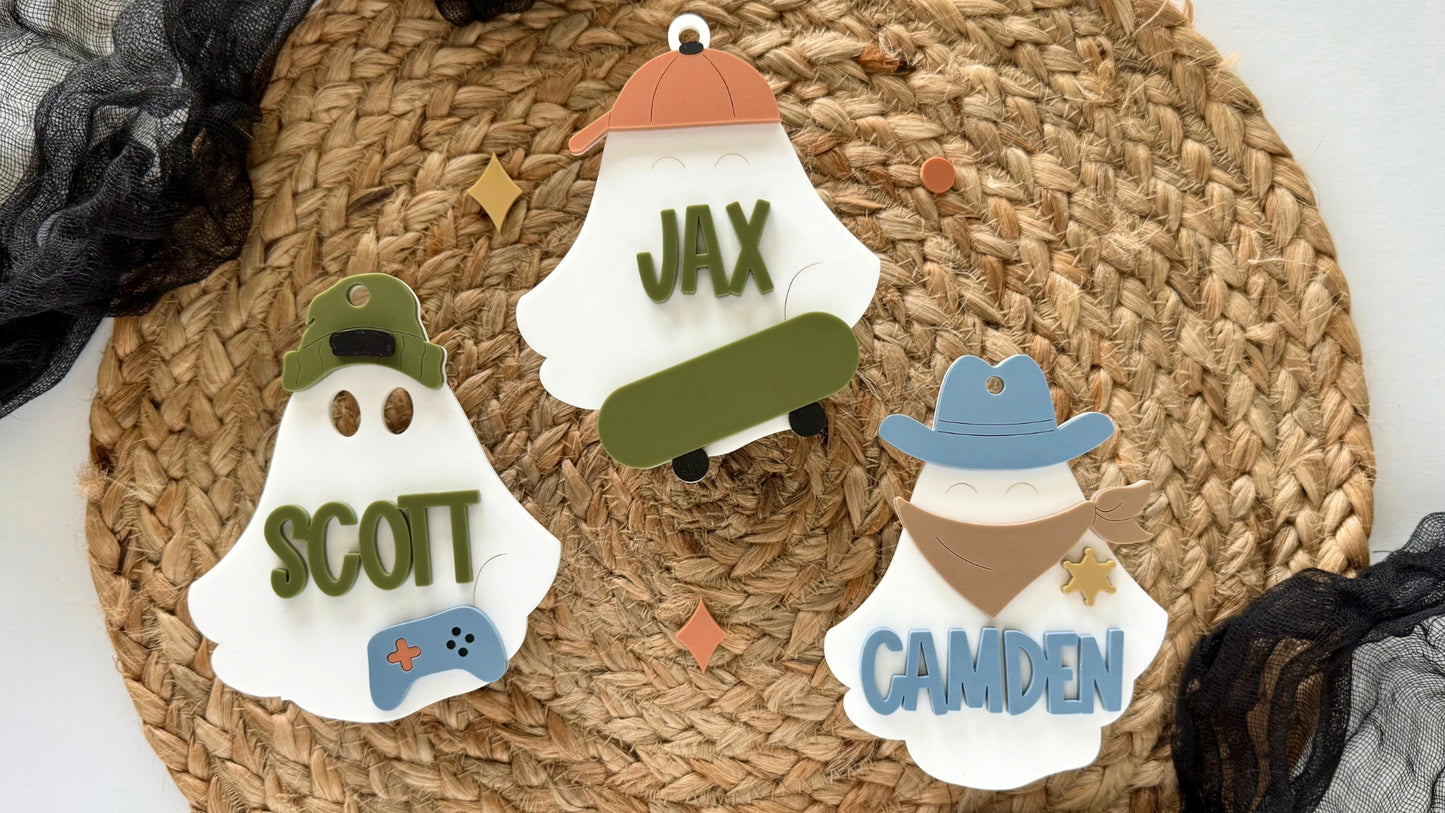 Personalized Halloween Basket Tags – Custom Ghost Name Tags