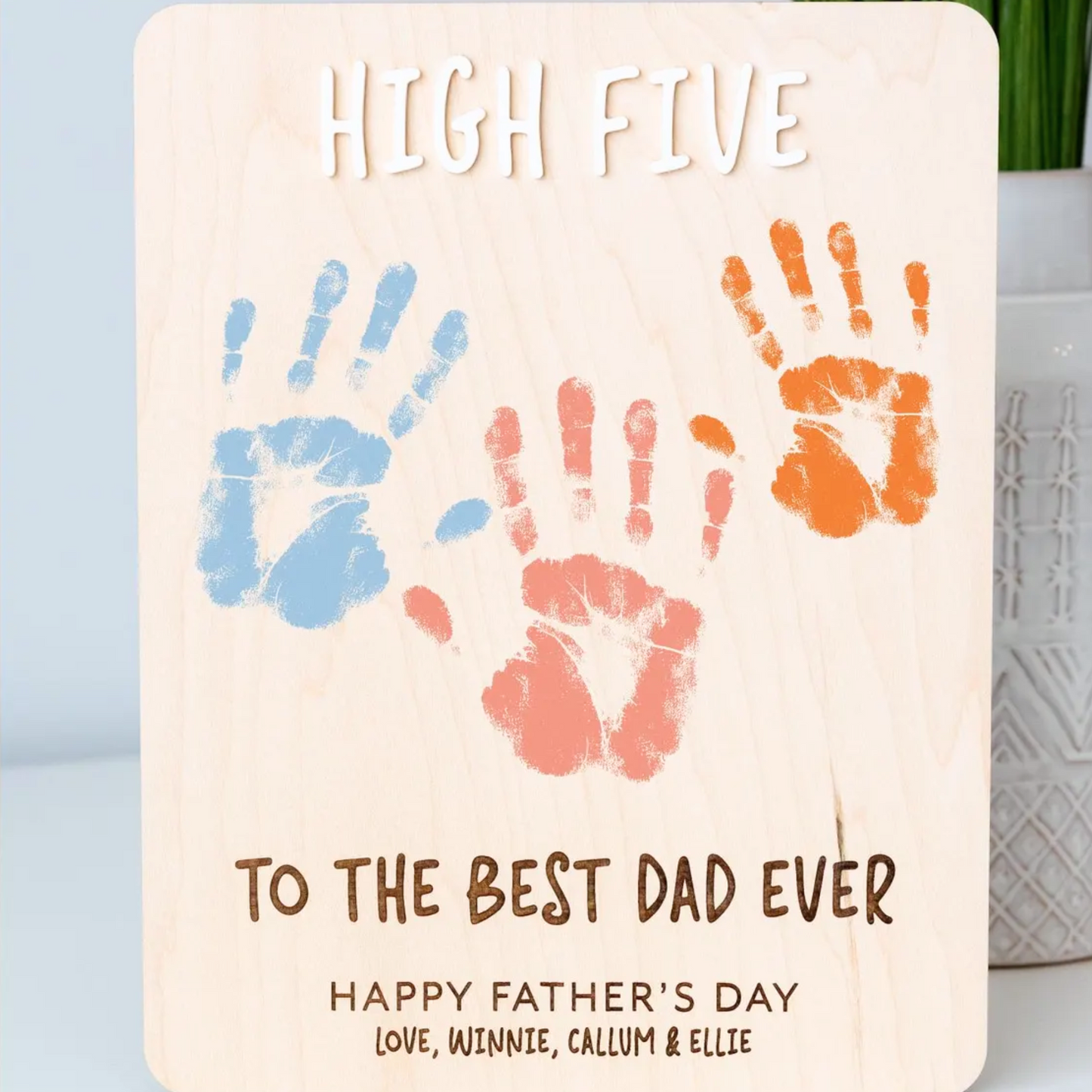 Maple Wood Plaque with Handprint Design – Father’s Day Gift for Dad Keepsake