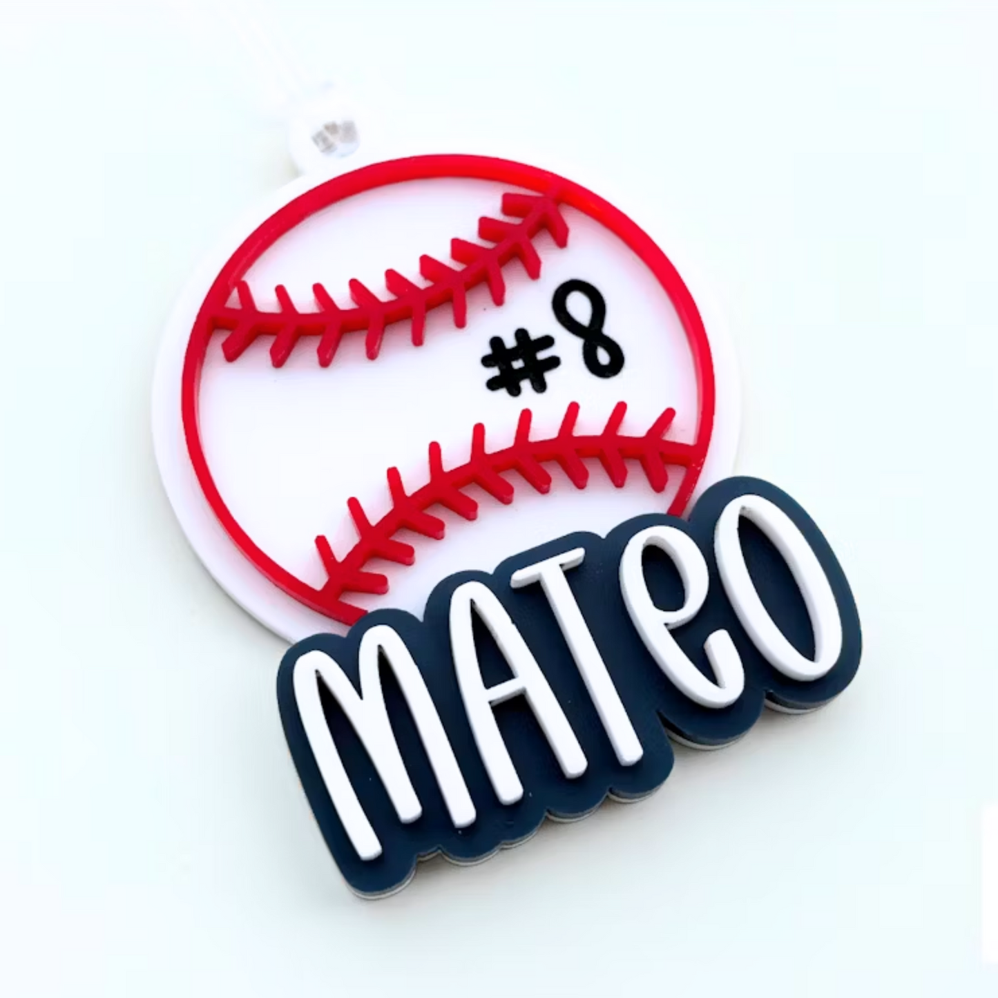 Custom Baseball Name Keychain – Personalized Sports Bag Tag with Jersey Number