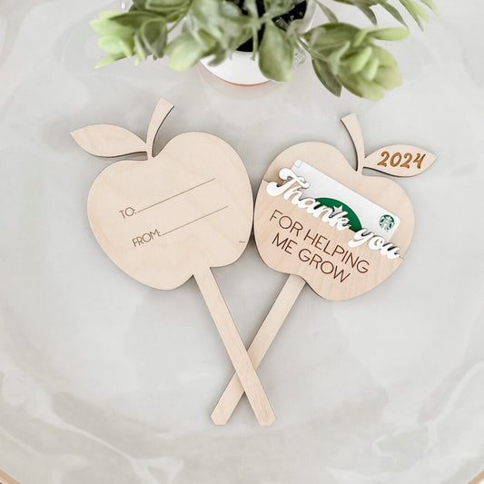 Thank You for Helping Me Grow – Teacher Gift Card Holder Apple Pick