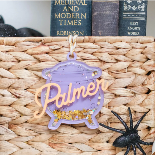 Personalized Halloween Ghost Shaker Ornament – Custom Name Glitter Boo Basket Tag & Trick or Treat Bag Charm