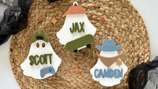 Personalized Halloween Basket Tags – Custom Ghost Name Tags