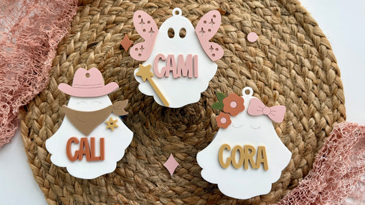 Halloween ghost tags basket 