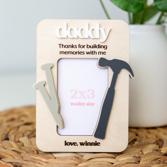 Personalized Daddy Photo Frame – Custom Wooden Picture Frame Magnet for Dad, Father's Day Gift from Kids