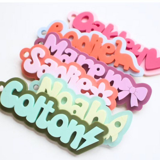Custom Name Keychain for Kids – Personalized Acrylic Backpack Tag