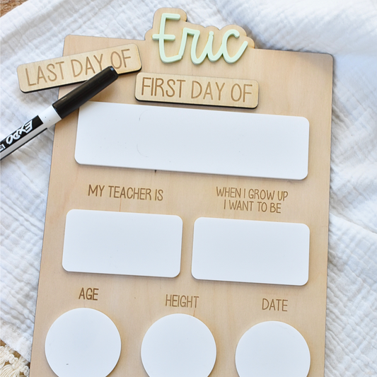 Maple Wood First & Last Day School Board with Custom Name – Back-to-School Personalized Gift