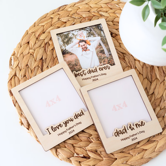 Wood Polaroid-Style Photo Frame – Father’s Day Gift from Kids