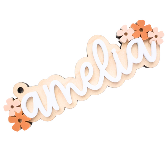 Personalized Flower Name Keychain – Custom Acrylic Gift for Kids or Teachers