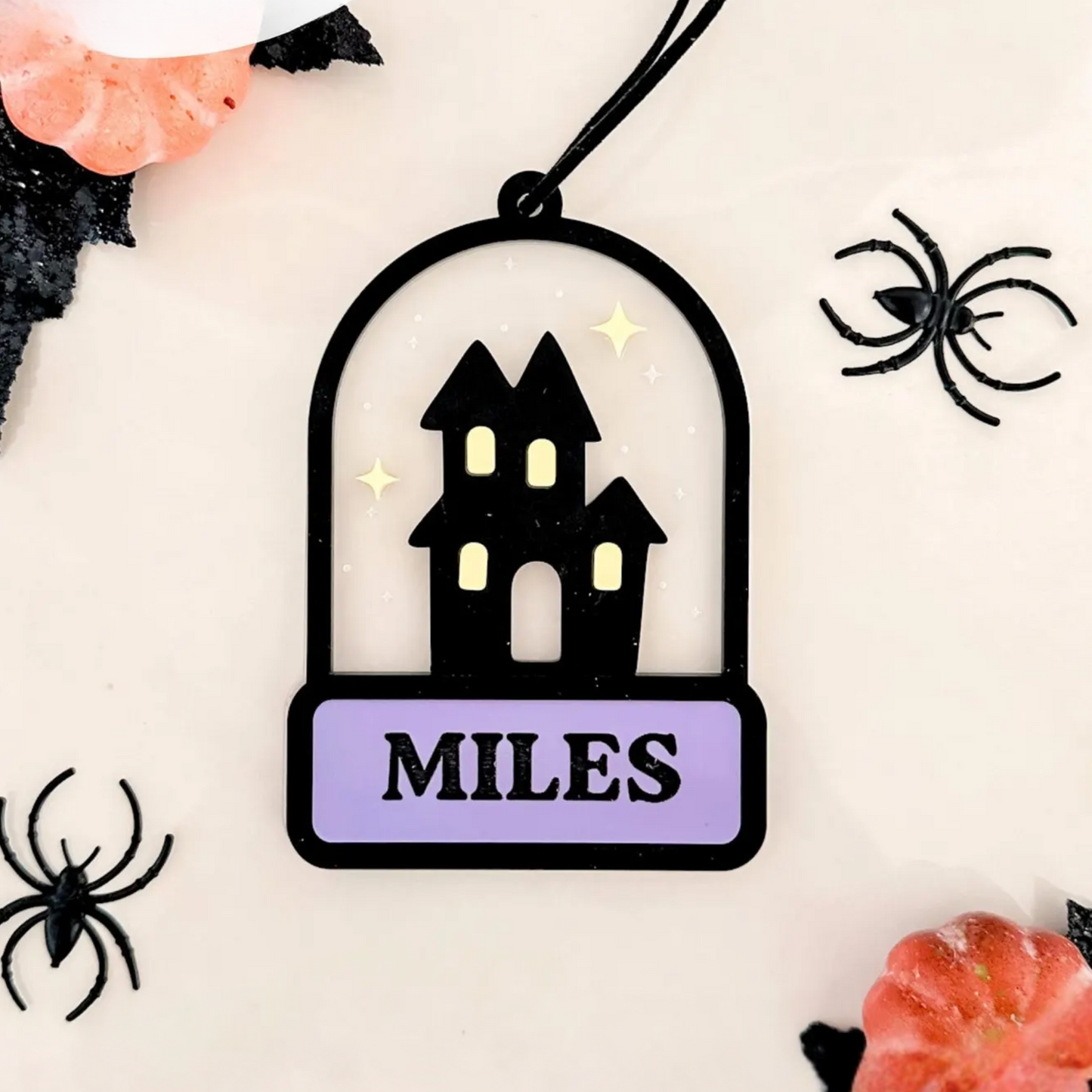 Personalized Haunted House Halloween Ornament – Custom Name Tag